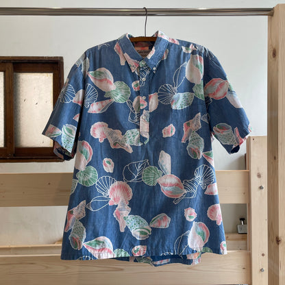Floral Aloha Pullover Shirt Blue