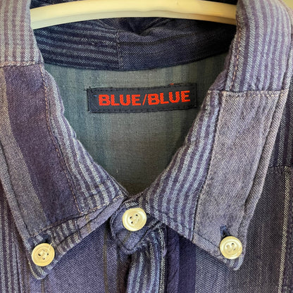 Patchwork Rayon Shirt Blue