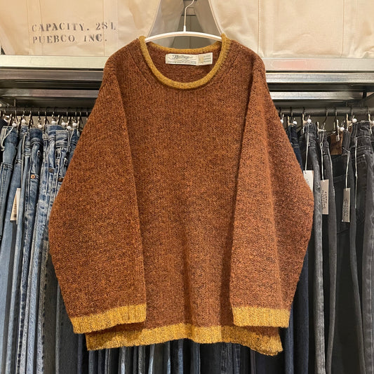 Contrast Trim Wool Knit Sweater Brown
