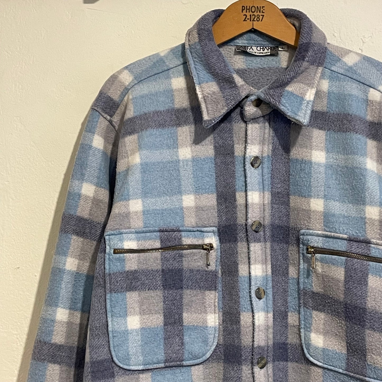 Plaid Fleece Shirt Jacket Blue