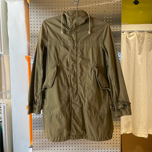 Drawstring Hood Parka Olive Green Military