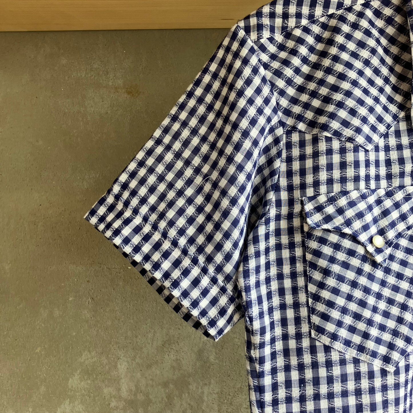 Check Western Short Sleeve Shirt Blue