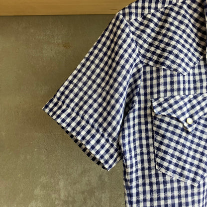Check Western Short Sleeve Shirt Blue