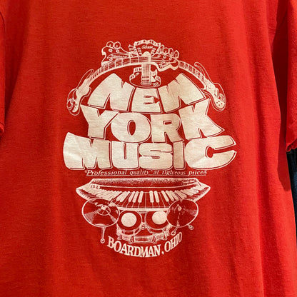 New York Music Single-Stitch T-Shirt Red