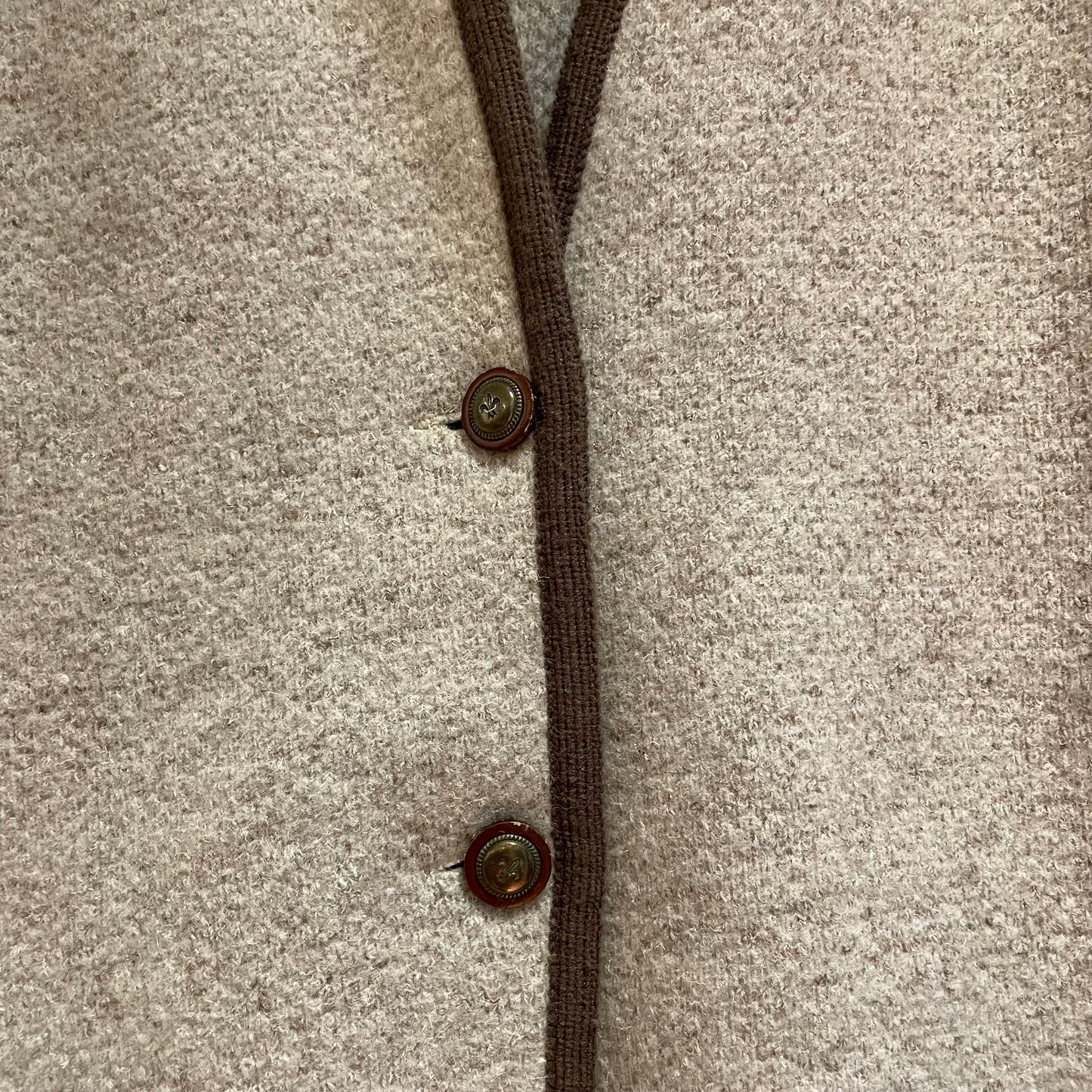 Contrast Knit Button Cardigan Beige