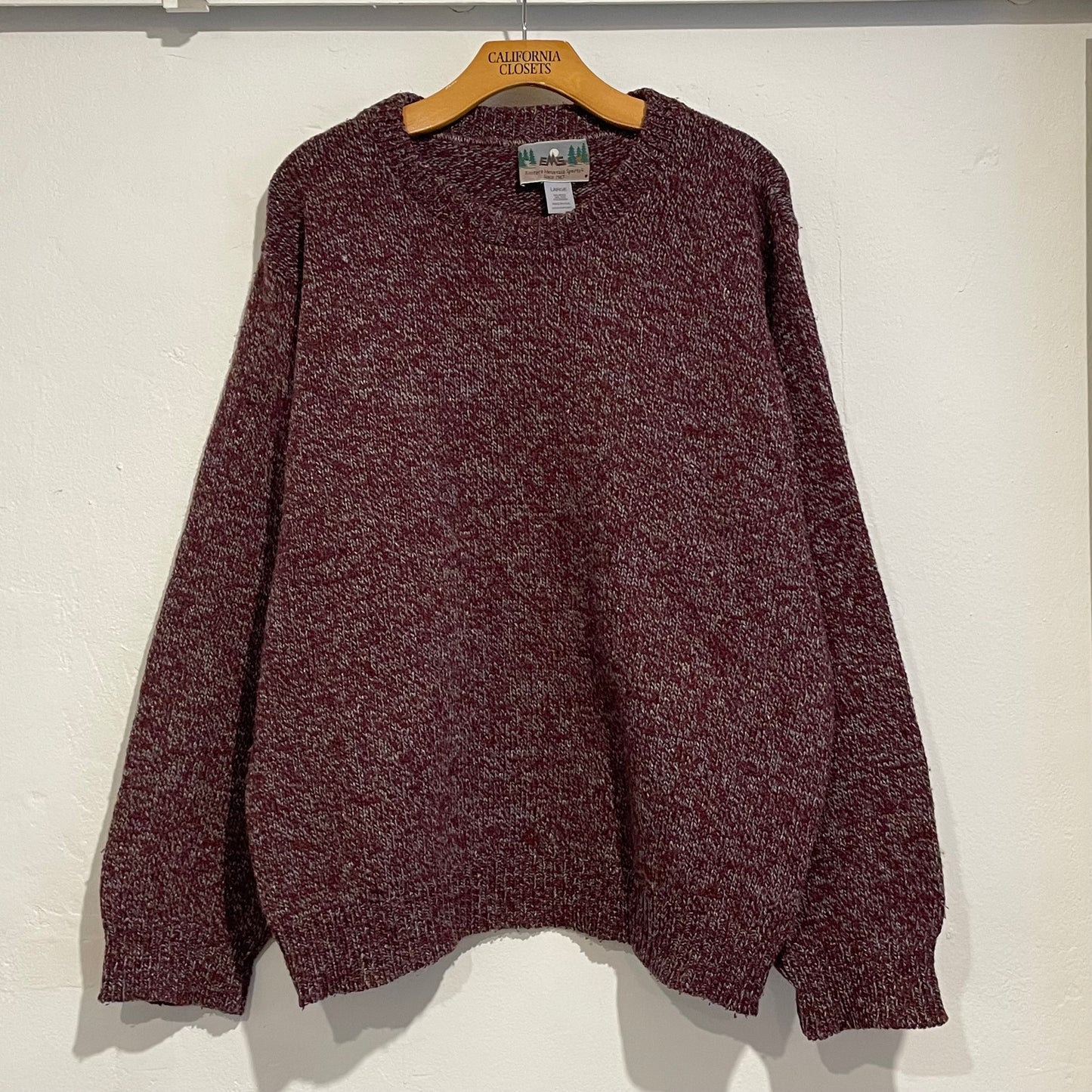 Wool & Polyester 50/50 Knit Sweater Burgundy / Grey