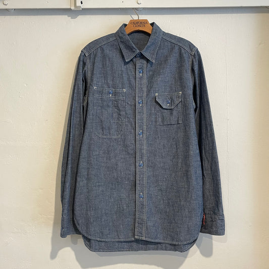 3-Pochet Chambray Shirt Blue