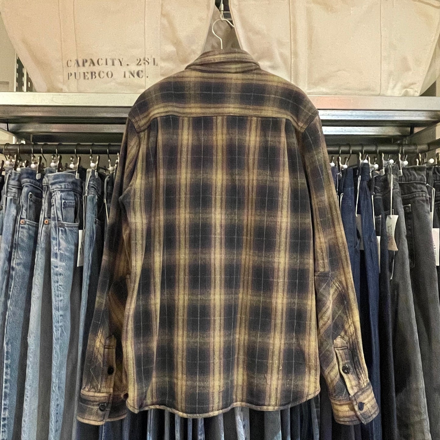 Plaid Flannel Work Shirt Black/Yellow