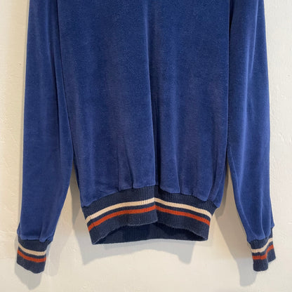 Velour V-neck Lined Rib Pullover Navy