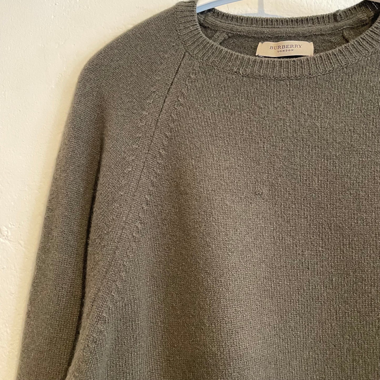 Elbow Patch Virgin Wool Knit Sweater Khaki