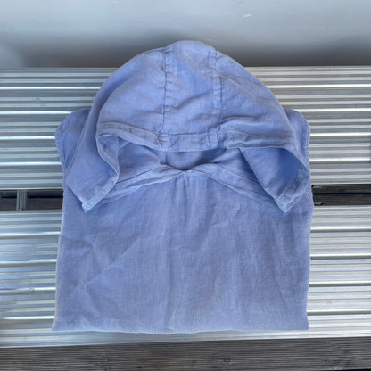 Sleeveless Hooded Linen Tops Blue