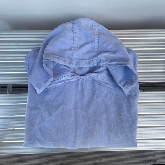 Sleeveless Hooded Linen Tops Blue