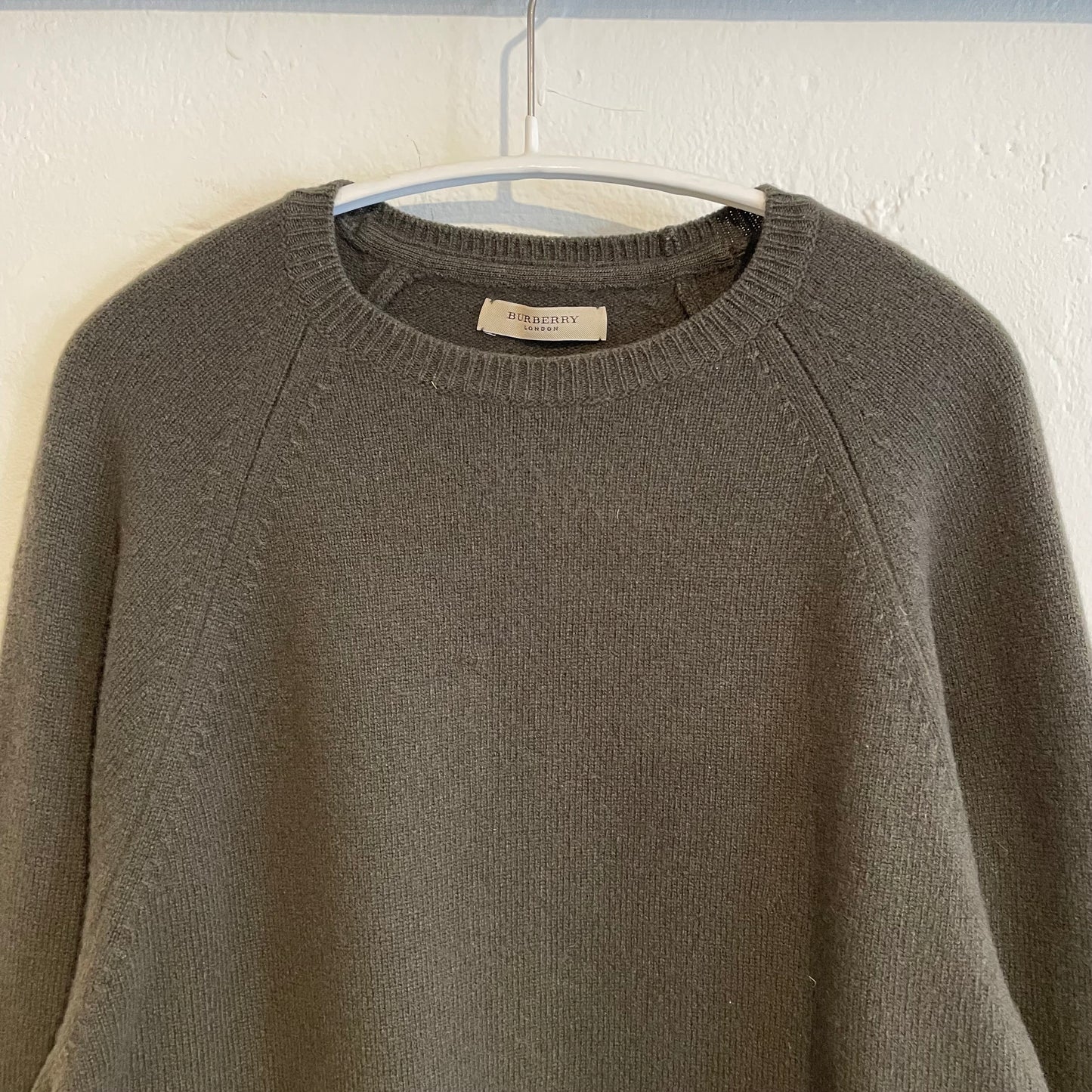 Elbow Patch Virgin Wool Knit Sweater Khaki