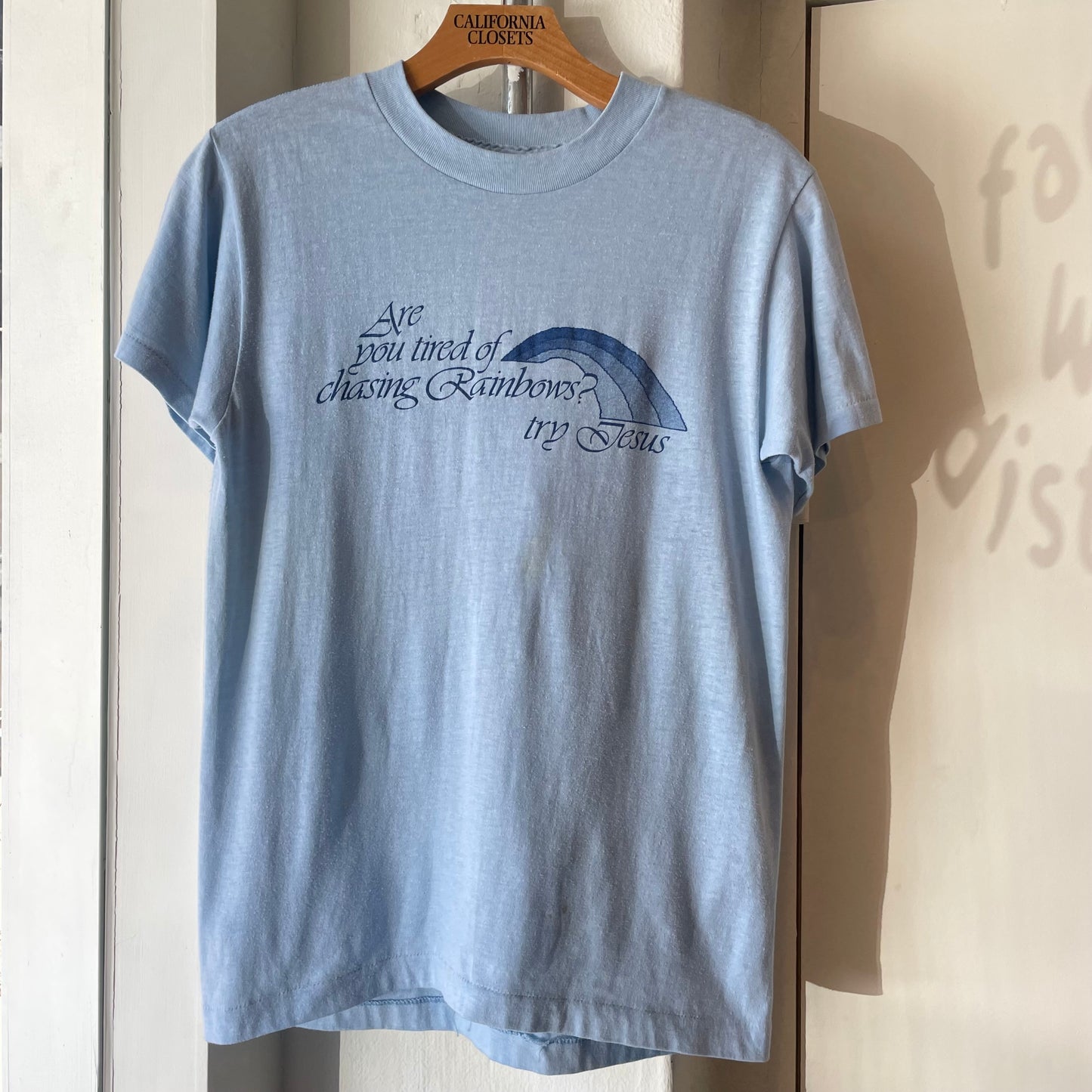 Chasing Rainbows Lettering T-Shirt Blue