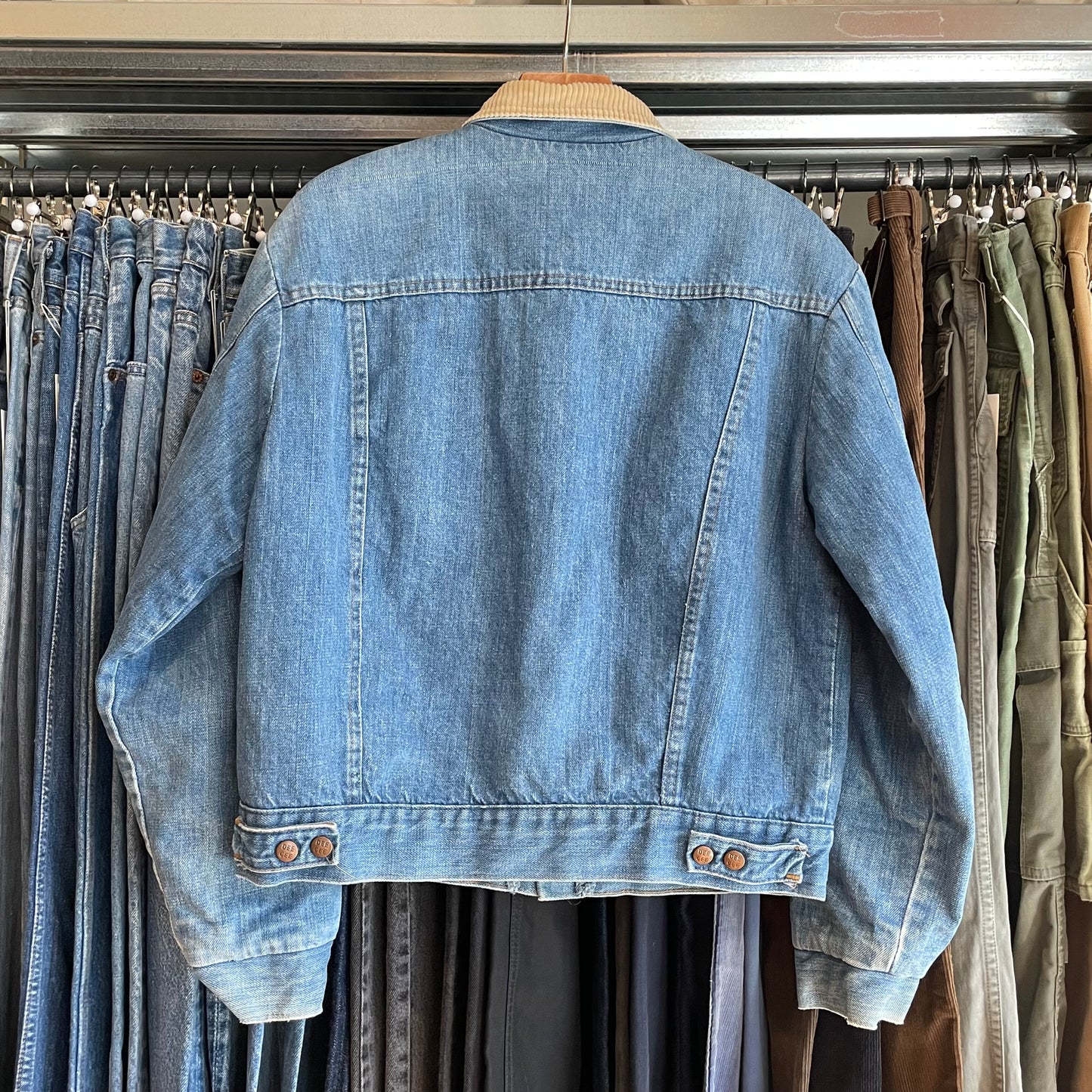 Lined Denim Work Jacket with Courduroy Collar