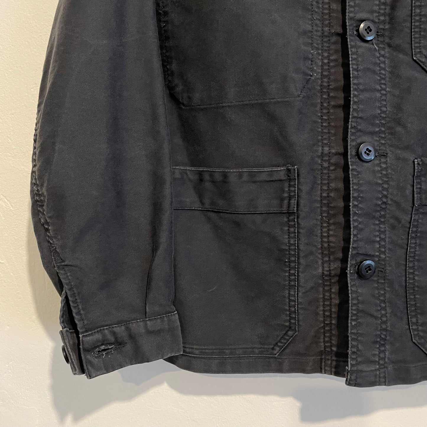 French Work Jacket Moleskin Black Washed