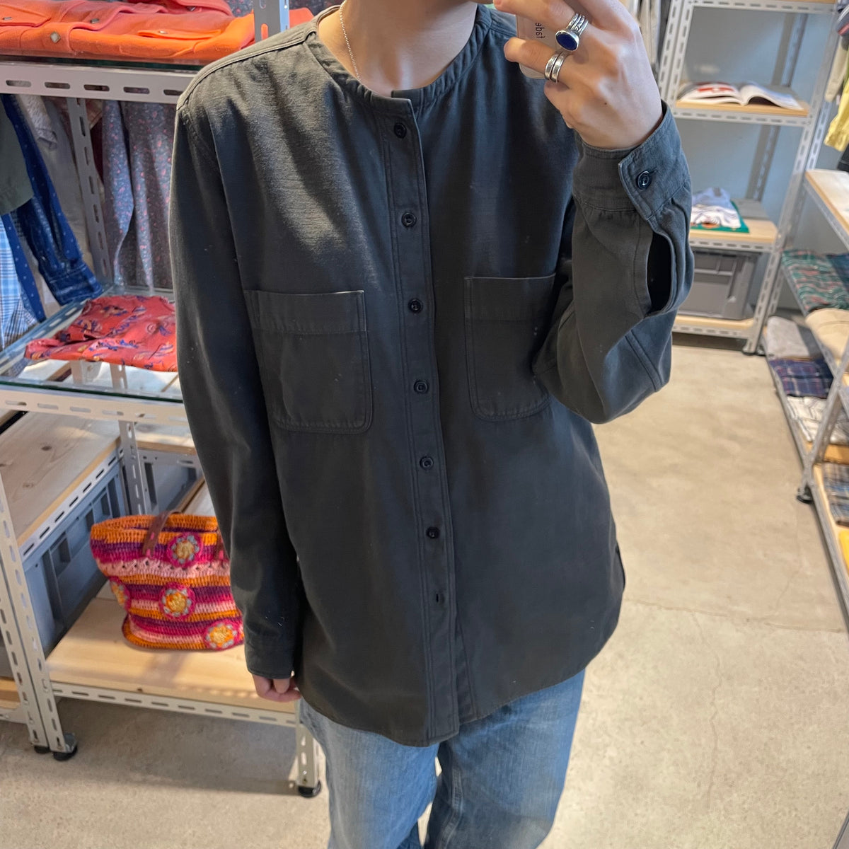 Band collar Shirt Charcoal
