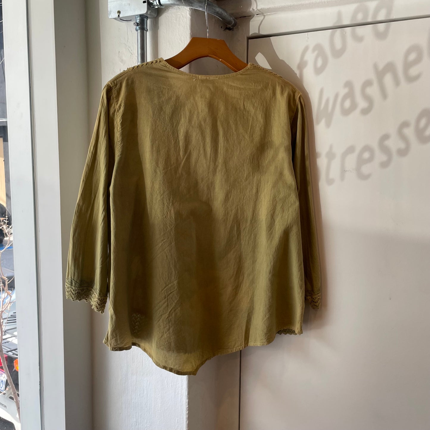 Embroidered Cotton Blouse Green