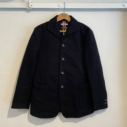 Work Jacket Black Mao Collar Moleskine