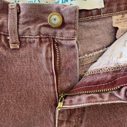 Burgundy Denim Pants Lampo Zip