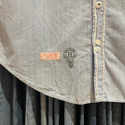 Light Blue Studded Denim Short Sleeve Shirt