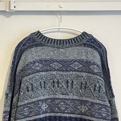 Fair Isle Wool Cardigan Gray