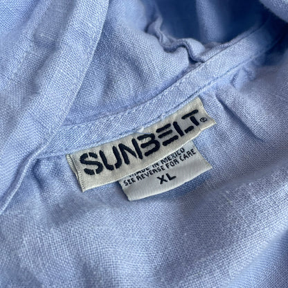Sleeveless Hooded Linen Tops Blue