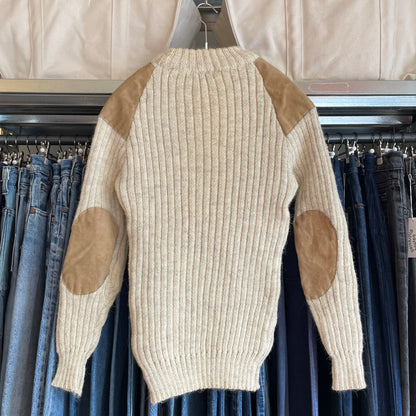 Suede Shoulder Knit Sweater Cream