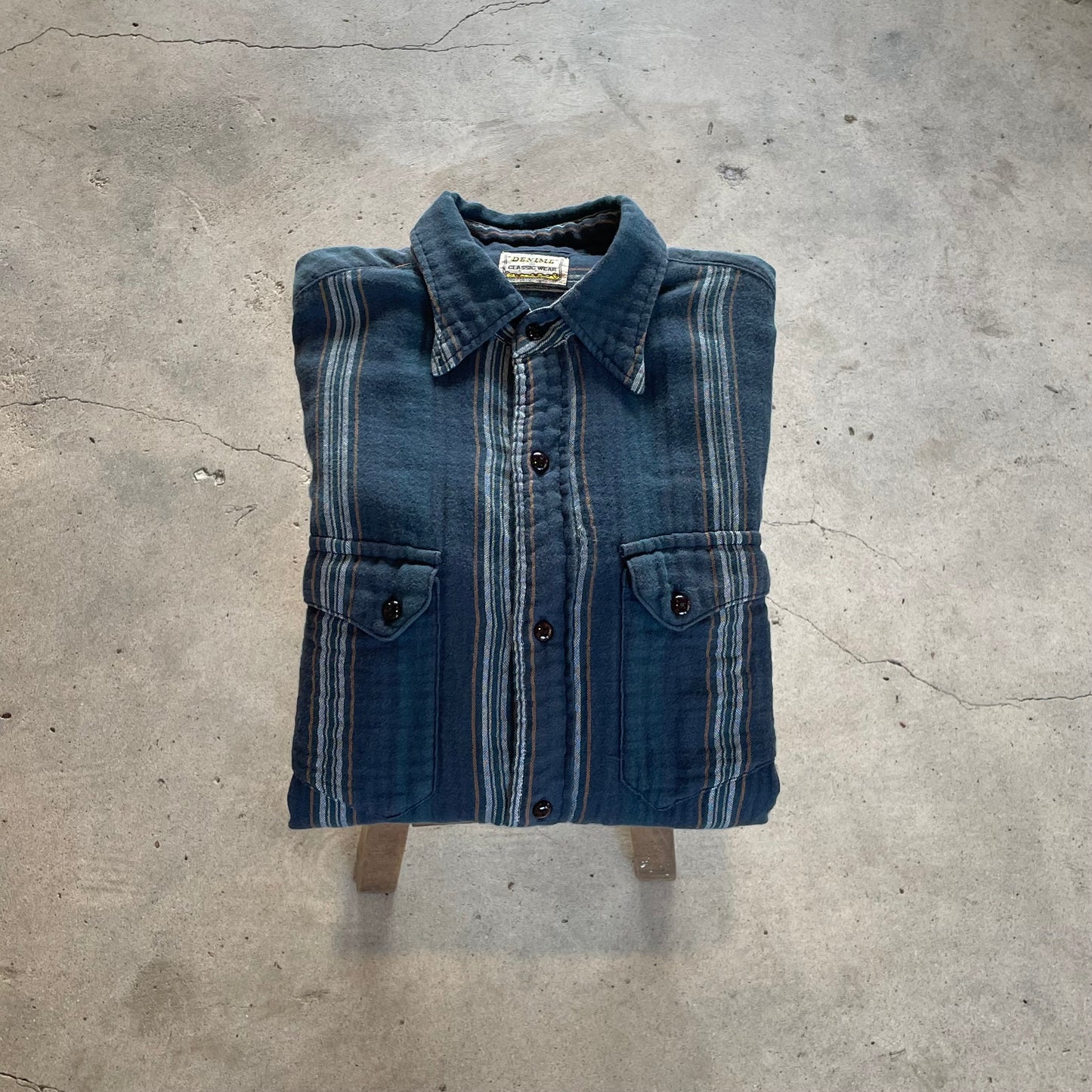 Gauze Stripe Short Sleeve Shirt Navy