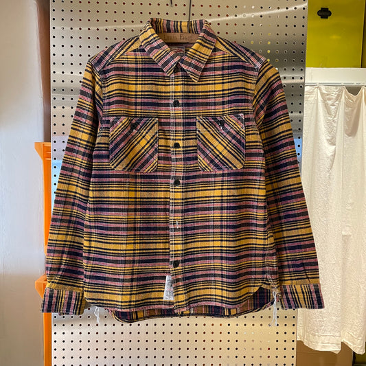 Plaid Flannel Work Shirt Yellow/Navy