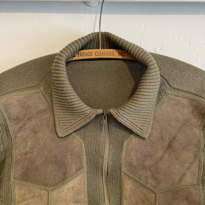 Panelled Knit Leather Zip Jacket