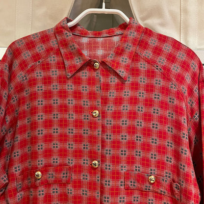 Plaid Button-Up Shirt Red