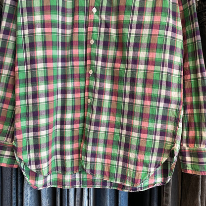 Plaid Button Down Shirt Multi Cotton