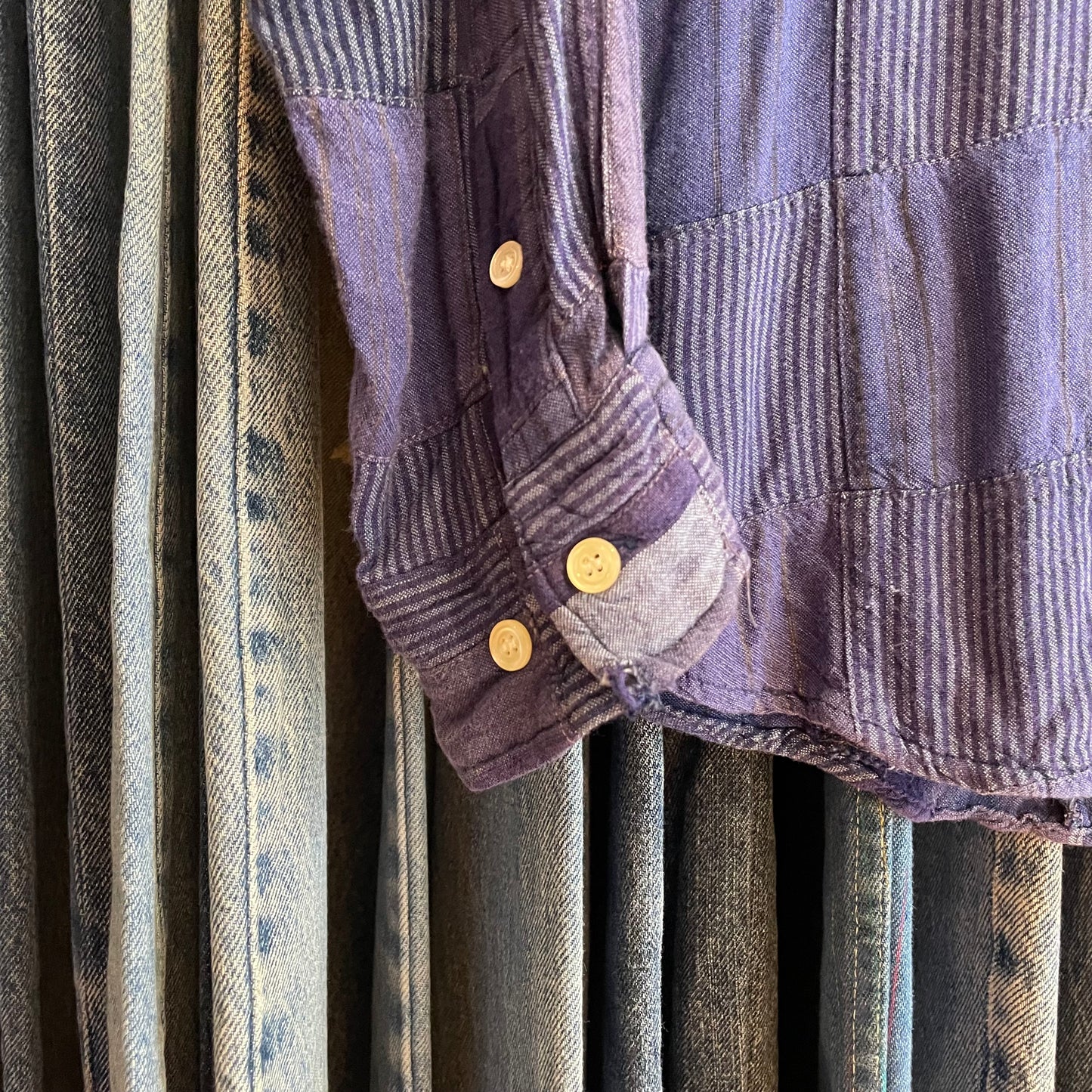Patchwork Rayon Shirt Blue
