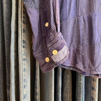 Patchwork Rayon Shirt Blue