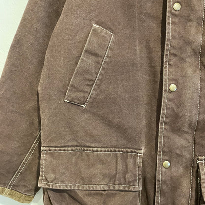 Corduroy Collar Quilted Lined Cotton Jacket Brown
