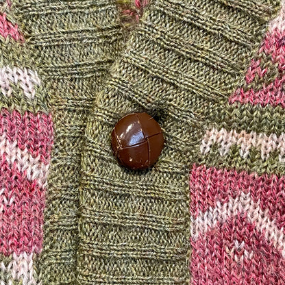 Fair Isle Knit Cardigan Green