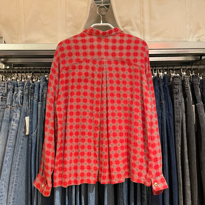 Plaid Button-Up Shirt Red