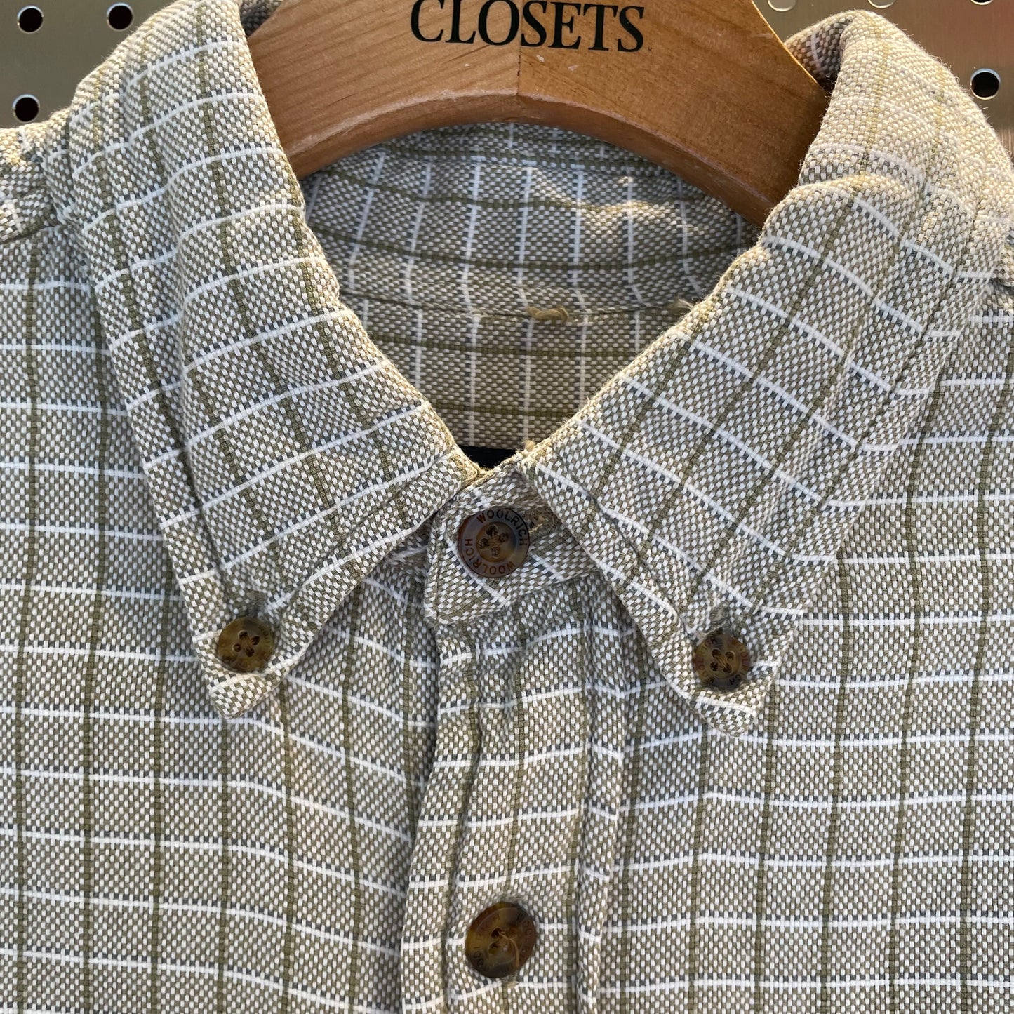 Button Down Short Sleeve Check Shirt Olive