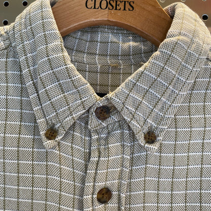 Button Down Short Sleeve Check Shirt Olive