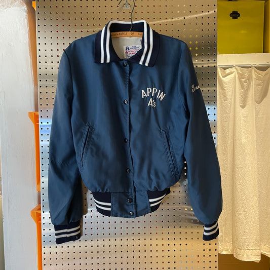 Snap Varsity Jacket Navy Nylon