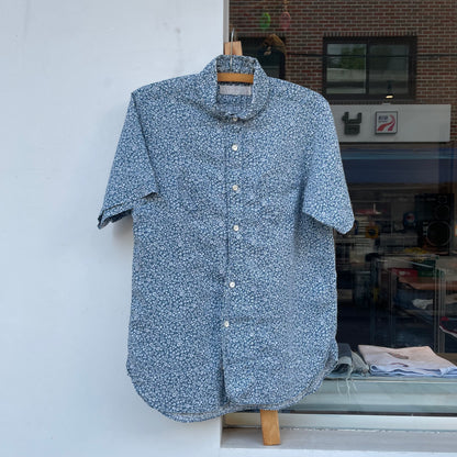 Small Floral Shirt Short Sleeve Blue