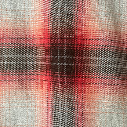 Faded Red-Grey Plaid Flannel Shirt