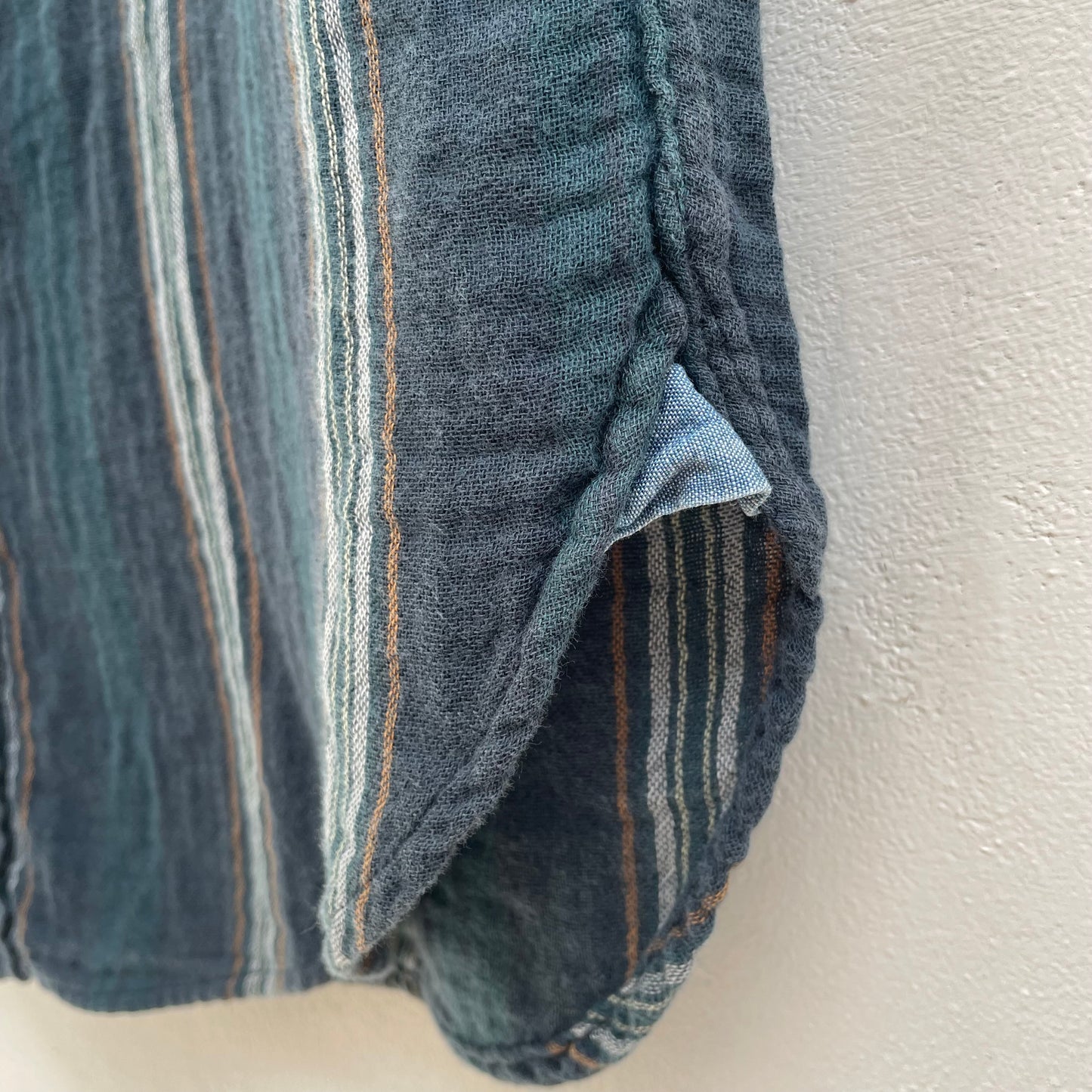 Gauze Stripe Short Sleeve Shirt Navy
