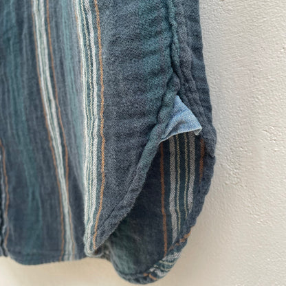 Gauze Stripe Short Sleeve Shirt Navy