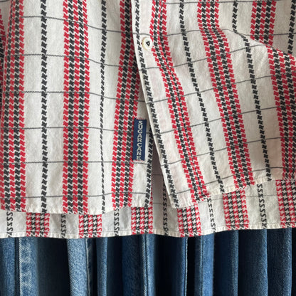 Red-Black Woven Striped Casual Shirt