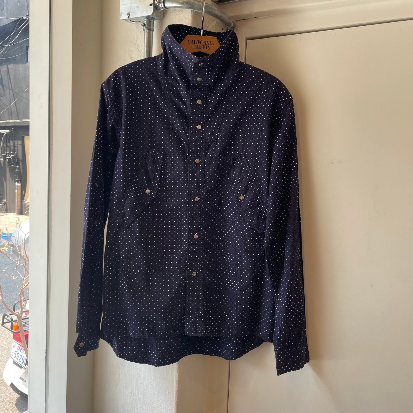 Dot Snap Button Shirt Navy