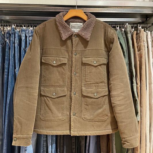 Brown Corduroy Sherpa-Lined Workwear Jacket