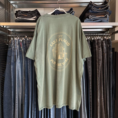 THE LAKE PLACID NY T-Shirt Green Faded