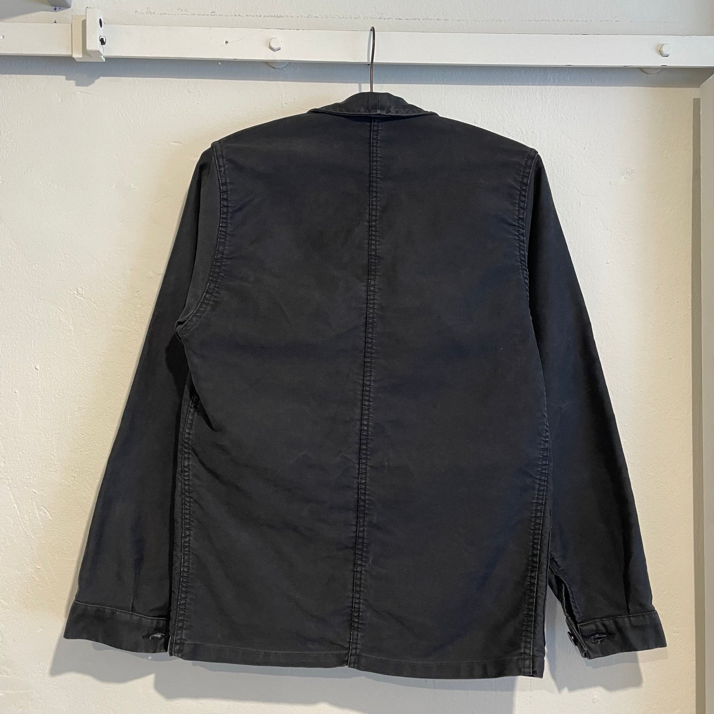French Work Jacket Moleskin Black Washed